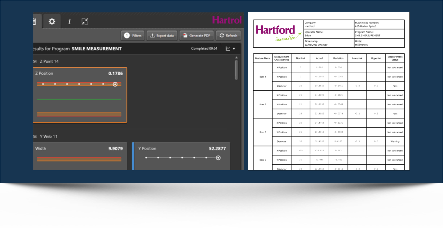 台湾天美娱乐Hartrol Premium系统-工件量测报表输出